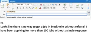 Is getting a job “without referral” possible in Stockholm?